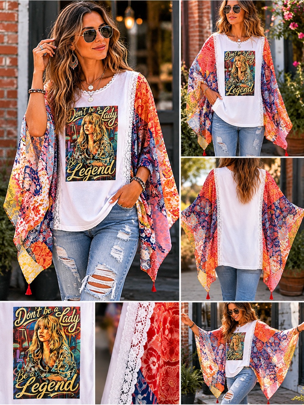 Handmade Stevie Nicks Inspired Upcycled Tee Kimono New